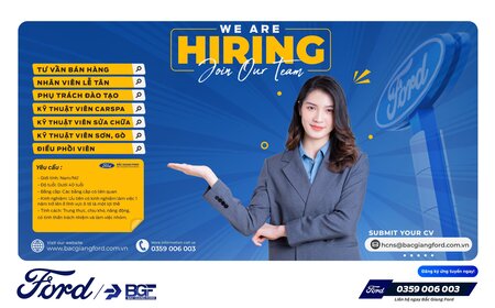BẮC GIANG FORD THÔNG BÁO TUYỂN DỤNG THÁNG 03