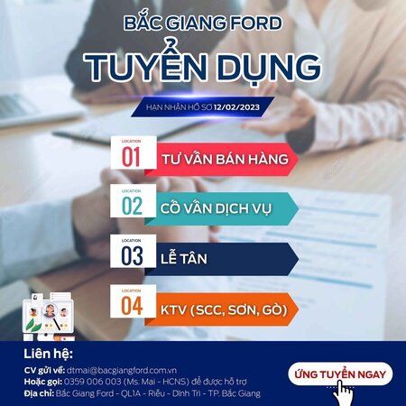 TUYỂN DỤNG ĐẦU XUÂN QUÝ MÃO 2023 | BẮC GIANG FORD
