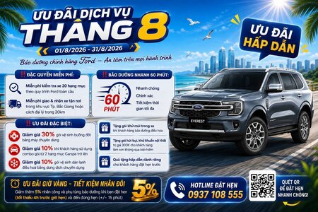 ƯU ĐÃI DỊCH VỤ THÁNG 8 - CHĂM XE CHUẨN FORD
